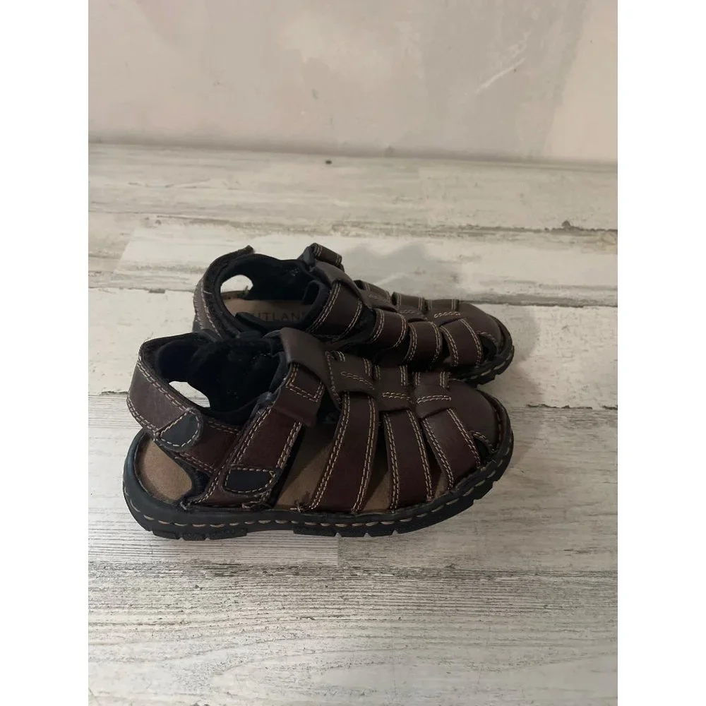 Outland  boys brown Velcro strap closed toe sandals size 12M